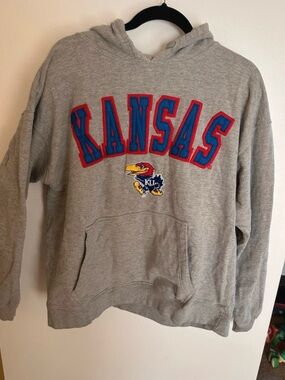 Kansas Gray Embroidered Hooded Sweatshirt